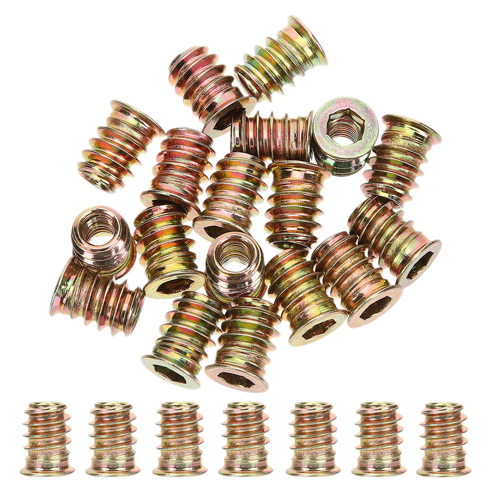 Furniture Hardware Threaded Inserts - 40pcs Threaded Inserts M6X13 Carbon Steel
