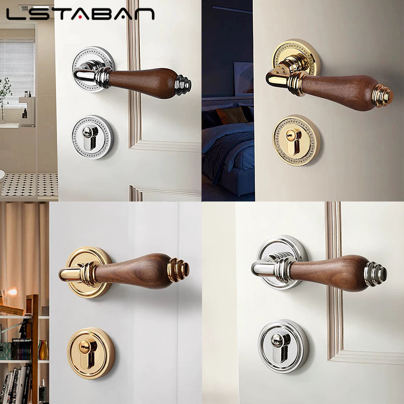 Furniture Hardware Lock - Euro Walnut Wood Handle Door Lock