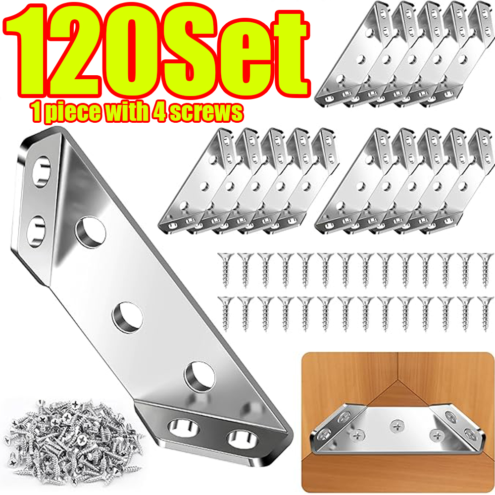 Furniture Hardware Screws - 1-120Set Furniture Corner Connector Stainless Steel