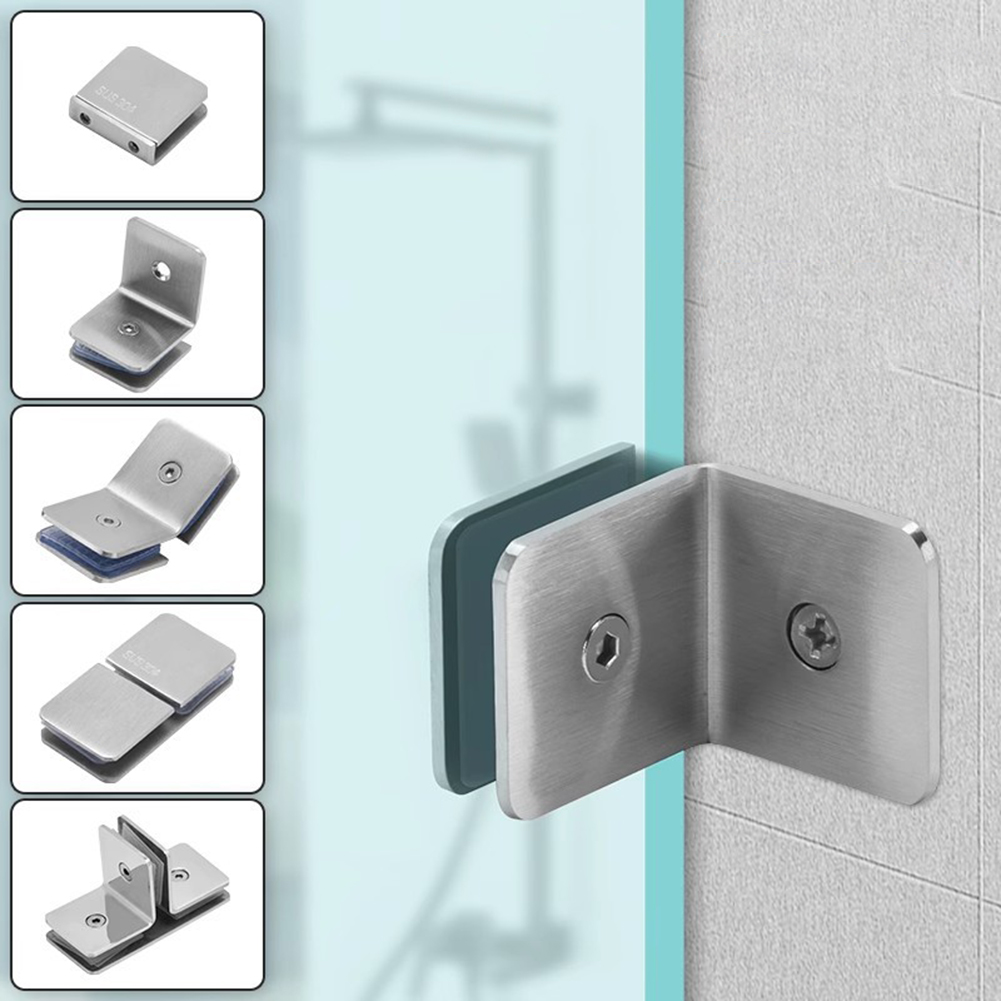 Furniture Hardware Connectors - Stainless Steel 90° Glass Fixing Clips