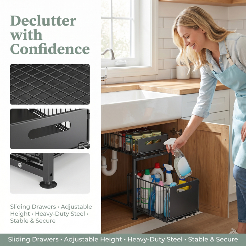 Drawer Organizer Peg - Positioning Clips 2 Tier Pull Out