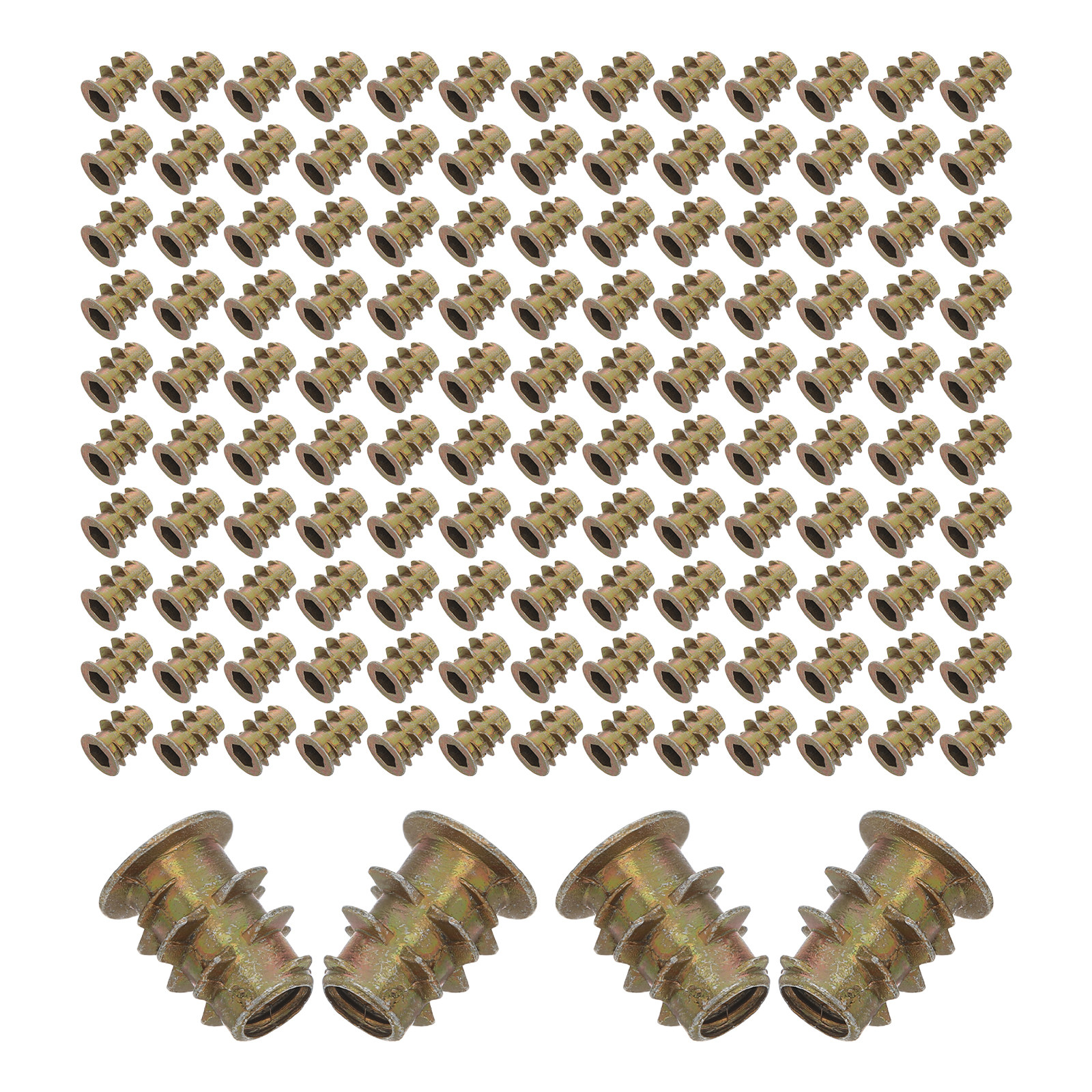 Furniture Hardware Threaded Inserts - 200Pcs M4x10mm Hex Socket Flange Threaded