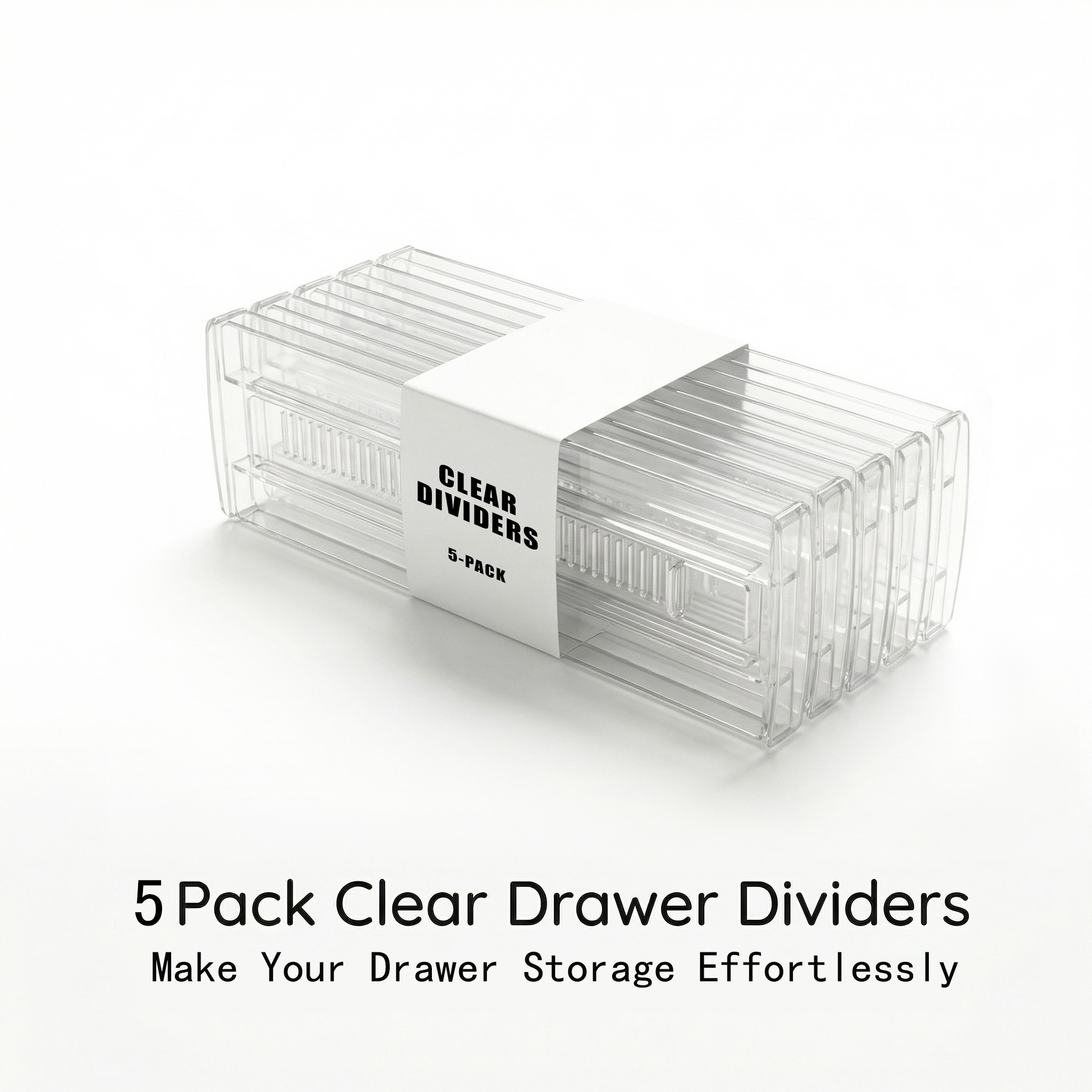 Drawer Organizer Peg - 3/5/7-Pack Drawer Dividers, Clear Plastic Dividers,