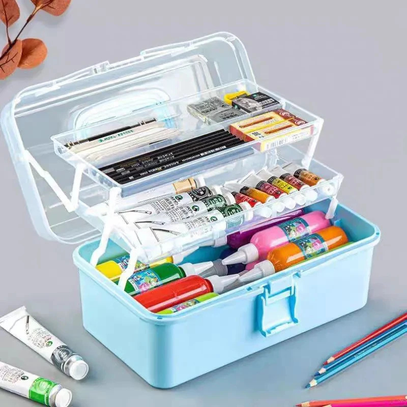 Furniture Hardware Nails - Three-Tier Folding Tool Box with Handle