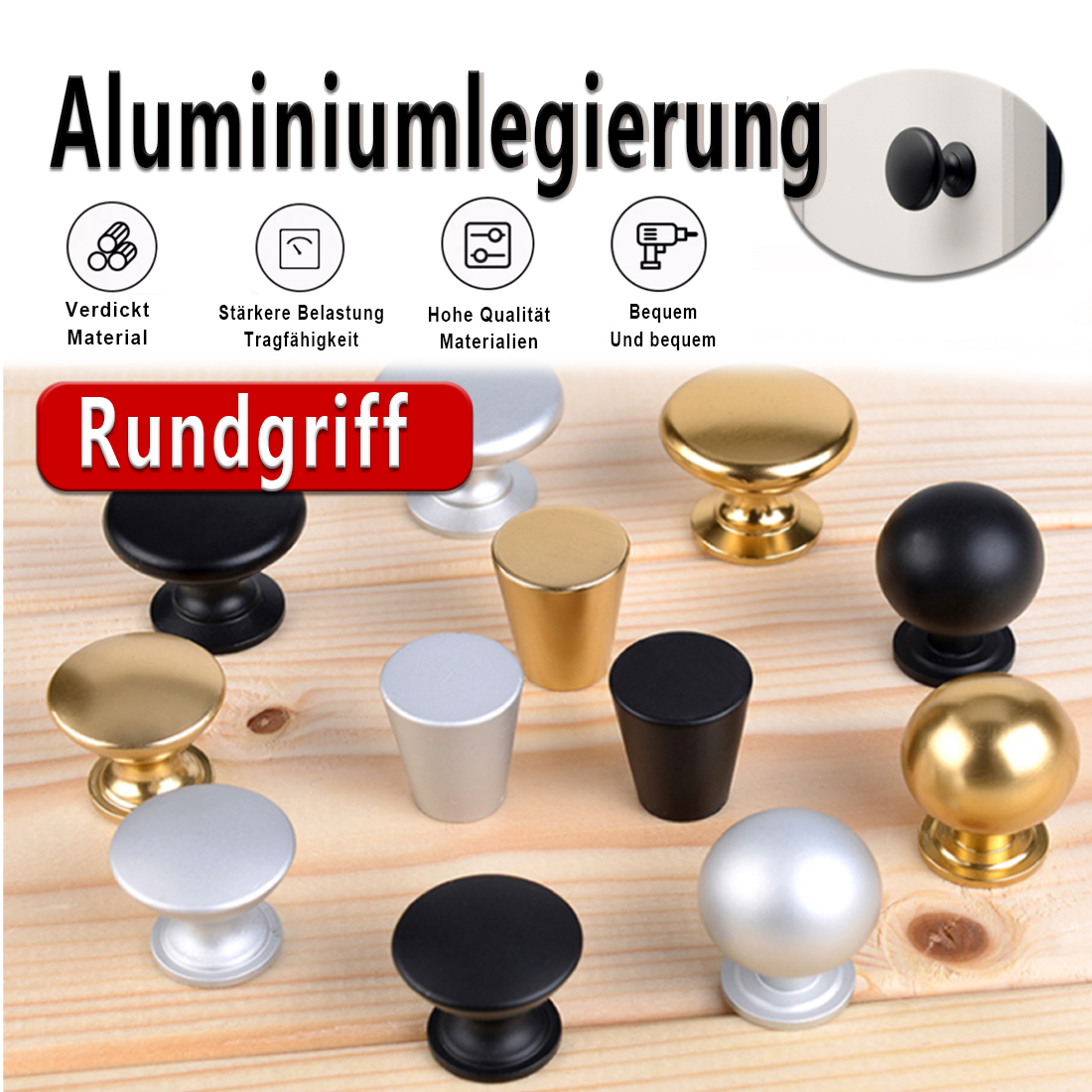 Furniture Hardware China - 5PCS Aluminum Kitchen Cupboard Round Shape