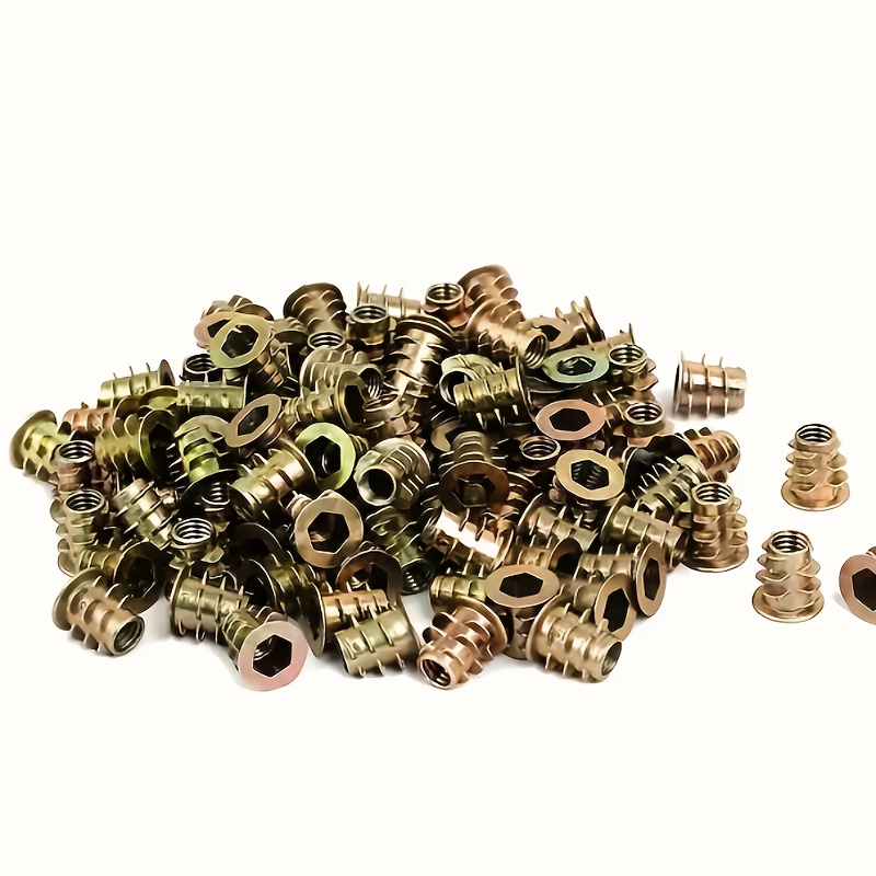 Furniture Hardware Threaded Inserts - 100Pcs Galvanized Alloy Threaded Inserts M6