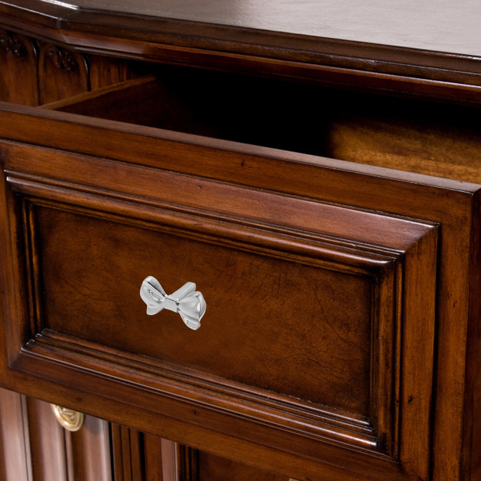 Unique Furniture Hardware - Decorative Bow Knobs for Dressers Silver