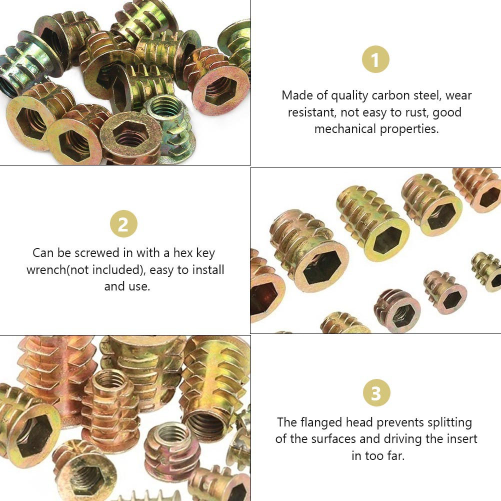 50Pcs Zinc Alloy Hex Socket Th - огляд і ціна Furniture Hardware Threaded Inserts