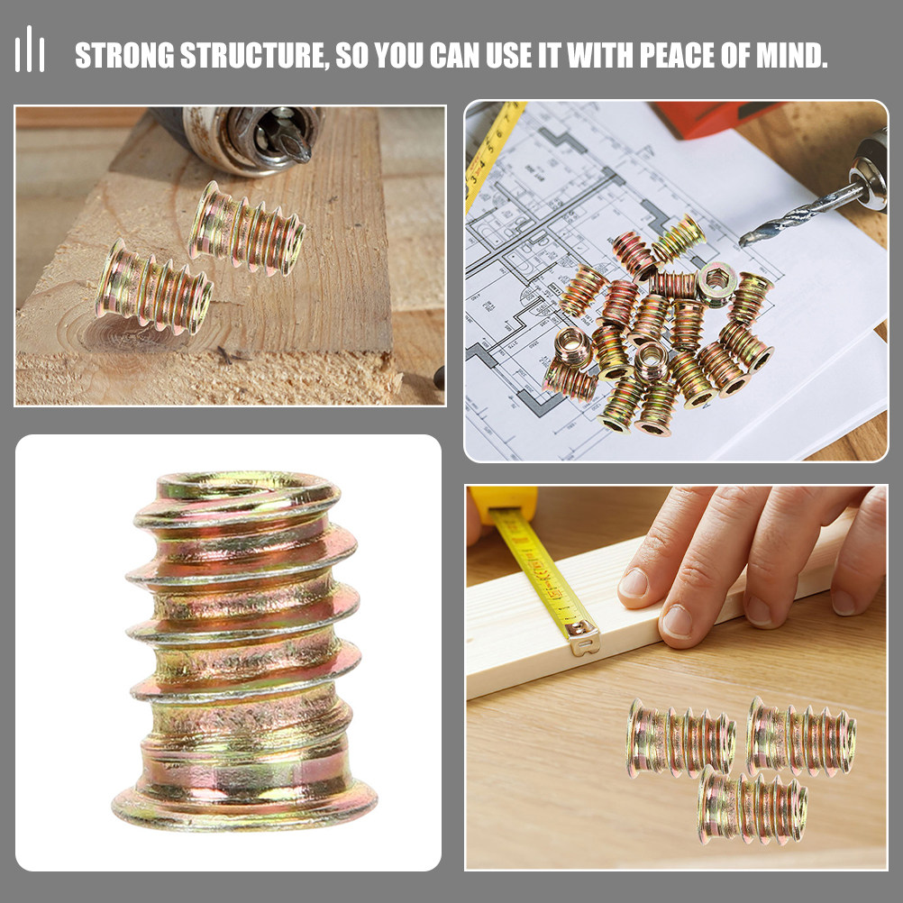 40pcs Threaded Inserts M6X13 C - огляд і ціна Furniture Hardware Threaded Inserts