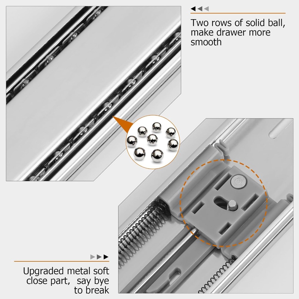 6 Pairs 22 Inch Soft Close Dra - огляд і ціна Drawer Slide Pair