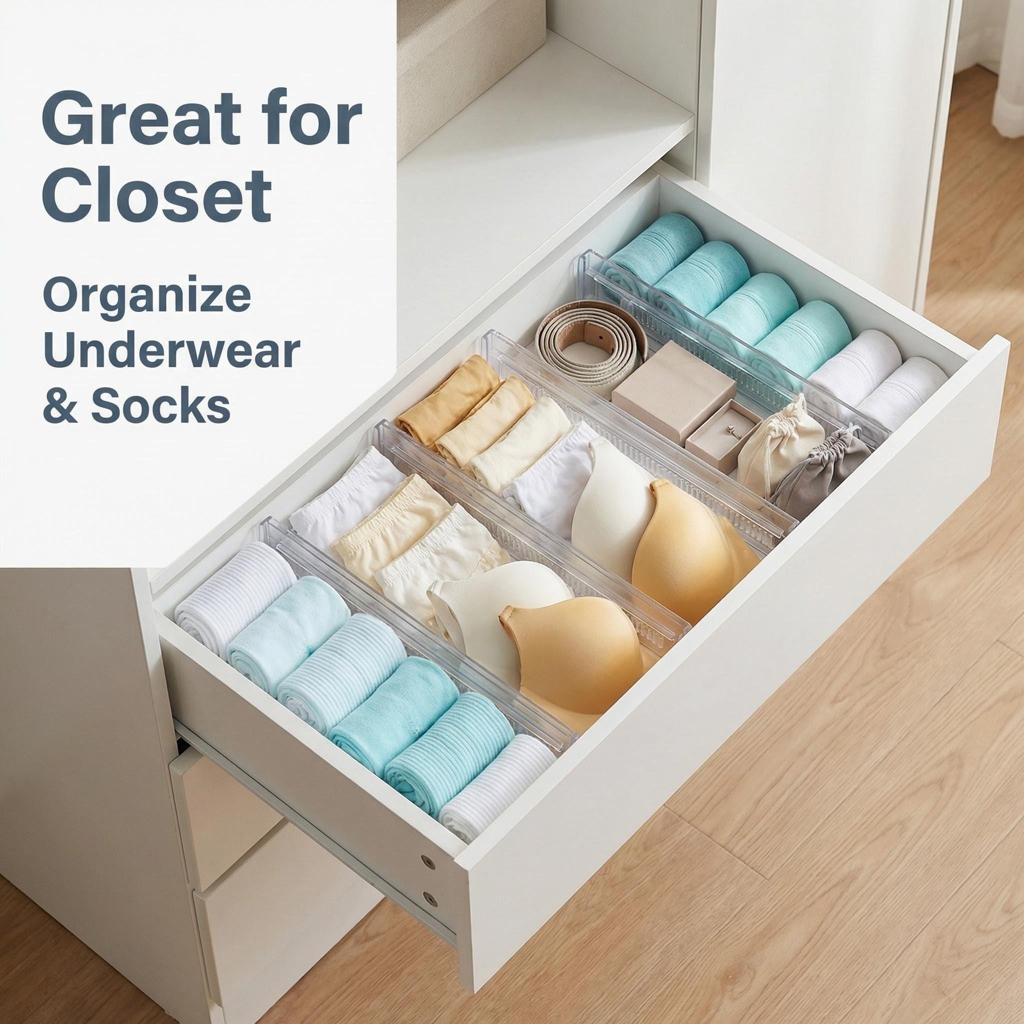 3/5/7-Pack Drawer Dividers, Cl - огляд і ціна Drawer Organizer Peg