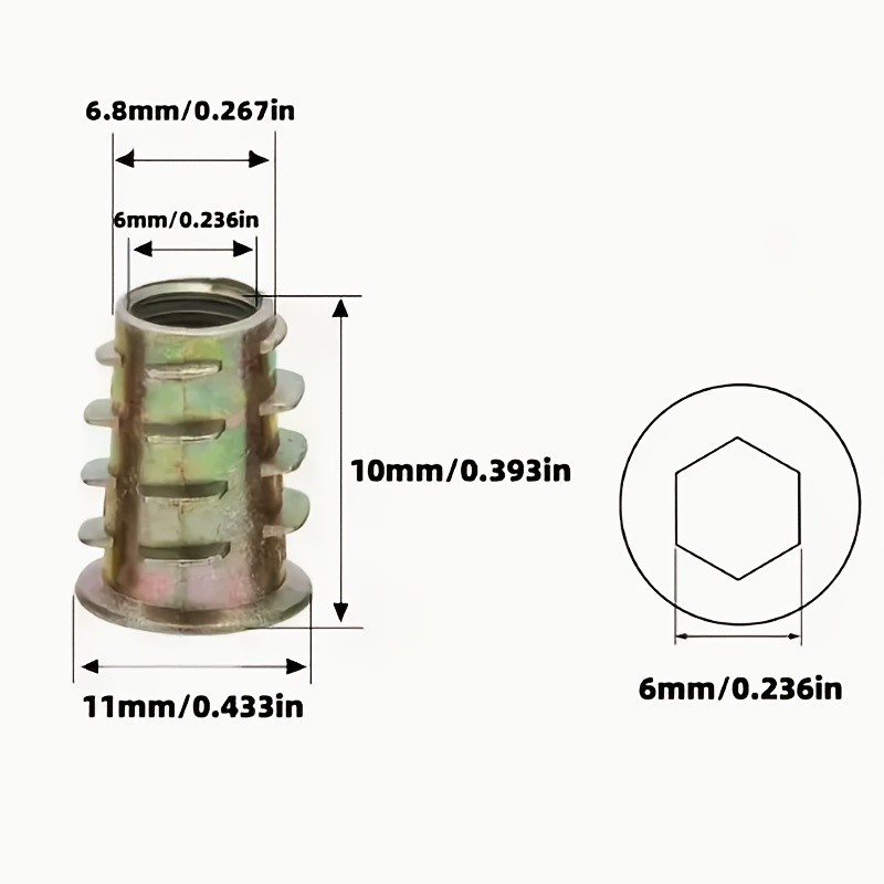 100Pcs Galvanized Alloy Thread - огляд і ціна Furniture Hardware Threaded Inserts