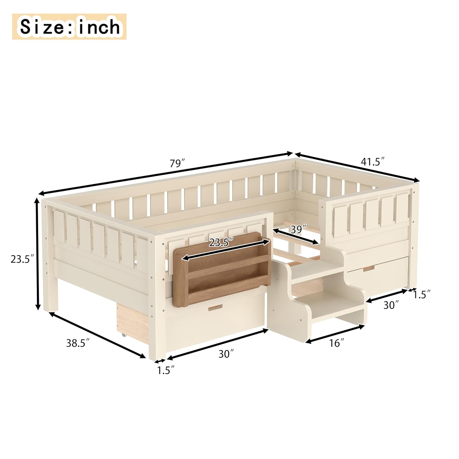 Twin Kids Bed with High Rails  - огляд і ціна Drawer Slide Pair