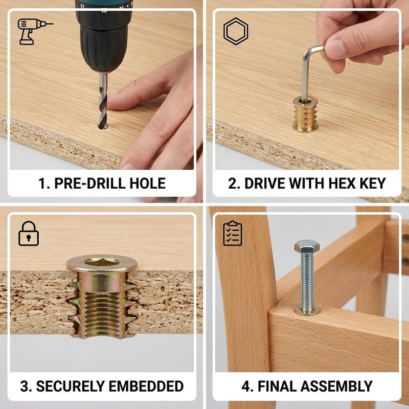 140/70x Hex Socket Threaded In - огляд і ціна Furniture Hardware Threaded Inserts