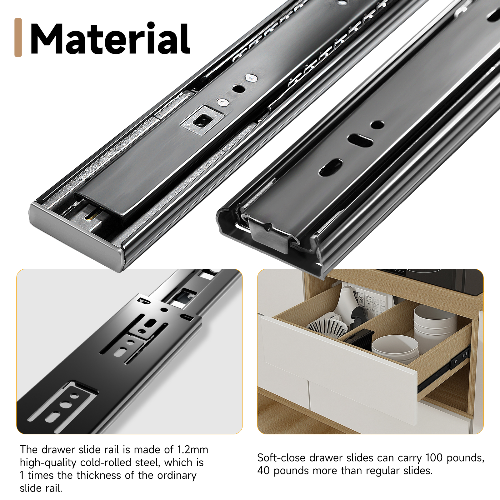 AOLISHENG Soft Close Drawer Sl - огляд і ціна Drawer Slide Pair