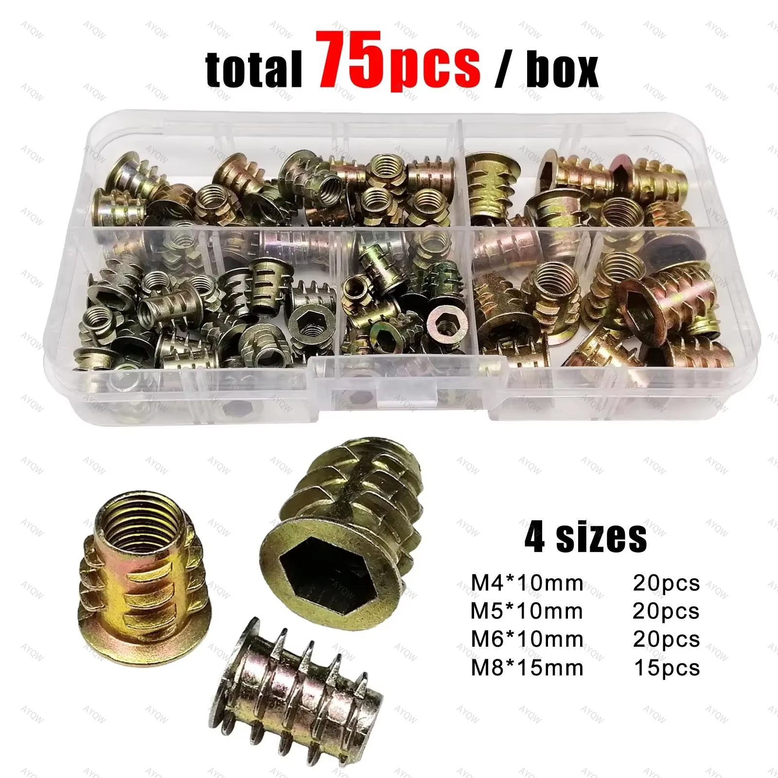 75-Piece M4M5M6M8 Threaded Ins - огляд і ціна Furniture Hardware Threaded Inserts
