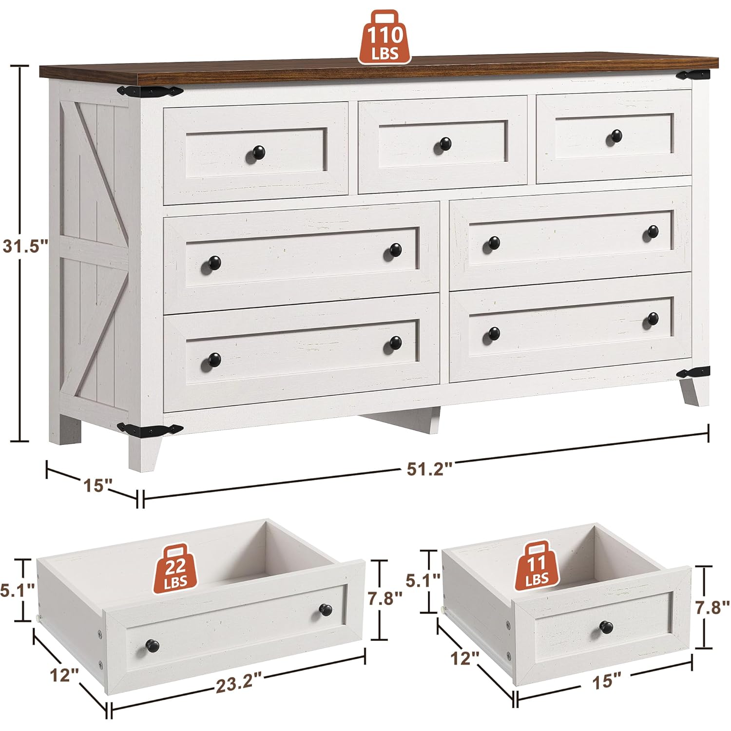 Dresser for Bedroom with 7 Dra - огляд і ціна Drawer Slide Pair
